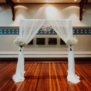 Classic Arch with White Chiffon Curtains