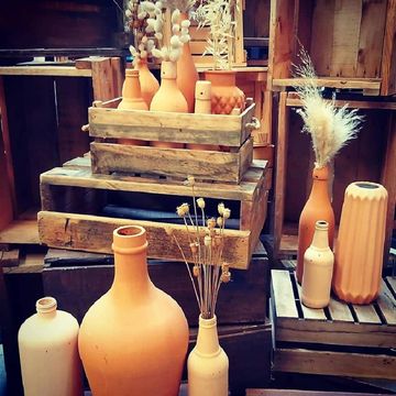 Boho Terracotta Vases with Dried Pampas etc