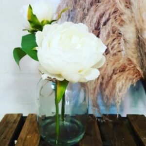 Ivory Artificial Peony Flowers In Jar White