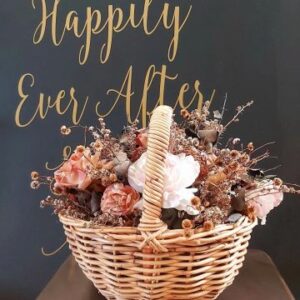 Vintage Wicker Basket with Dried Florals and Pink Artificial