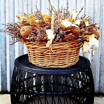 Vintage Wicker Basket with Dried Florals