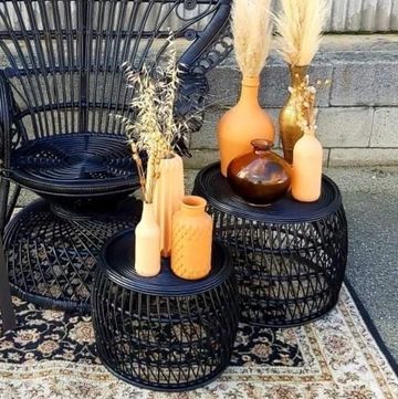 Black Round Cane Tables