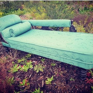 Vintage Chaise Lounge Emerald Green