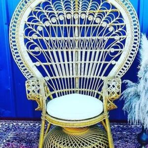 Wicker Peacock Chair, Large Gold
