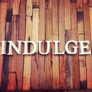 Wooden Letters - White Small "INDULGE"